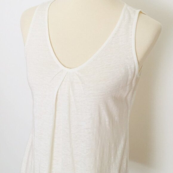 Eileen Fisher Ivory V-Neck Linen Tunic with Tucks - Picture 3 of 6